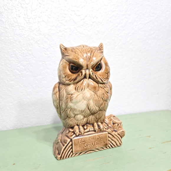 Other - Be Wise Save Ceramic Owl Coin Bank 1977 Vintage MCM